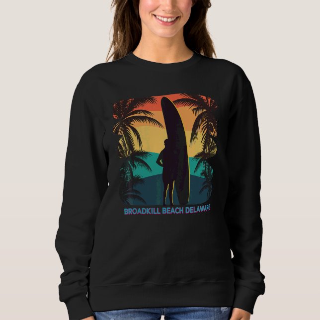 Broadkill Beach Delaware De Palm Tree Surfboard Su Sweatshirt (Vorderseite)