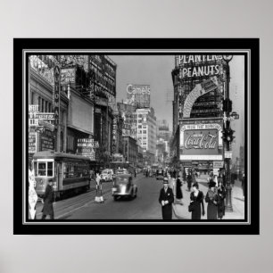 Broadway & 46th St NYC Print ca. 1937 Poster