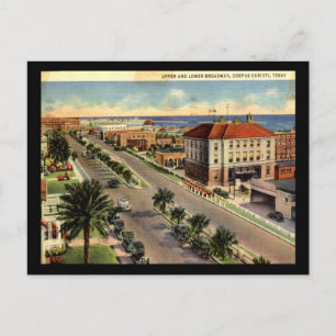 Broadway, Corpus Christi Texas Vintage-Postkarte Postkarte