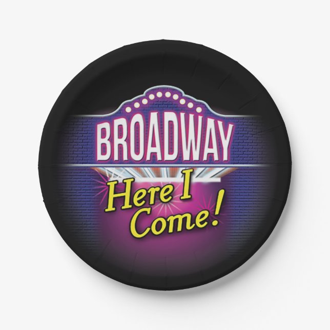 "Broadway Here I Come!" Pappteller (Vorderseite)