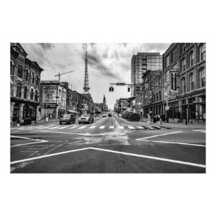 Broadway in Nashville Tennessee Black & White Fotodruck