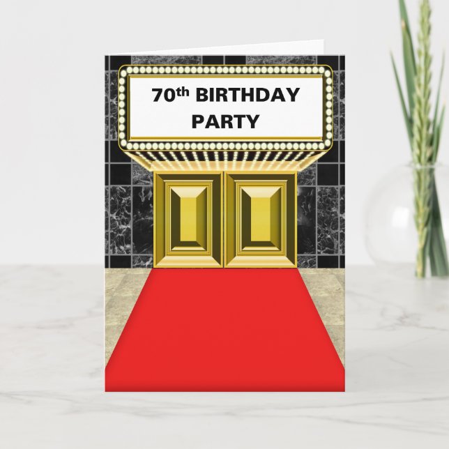 Broadway Marquee Red Carpet 70 th Birthday Party Karte (Vorderseite)