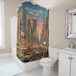 Broadway New York Reise Kunst Vintage Duschvorhang