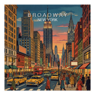 Broadway New York Reise Kunst Vintage Poster