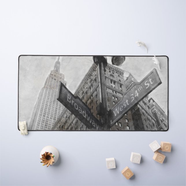Broadway NYC Desk Mat - Black & White New York Schreibtischunterlage (Kindertisch)