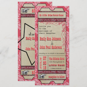 Broadway Playbill Ticket Hochzeit Himbeerrosa Einladung