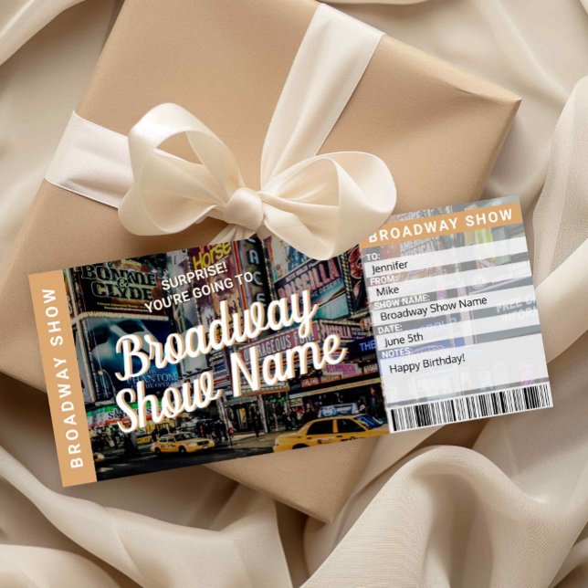 Broadway Show Ticket Musical Theatre Gift Card Einladung (Surprise Broadway Show Ticket Printable)