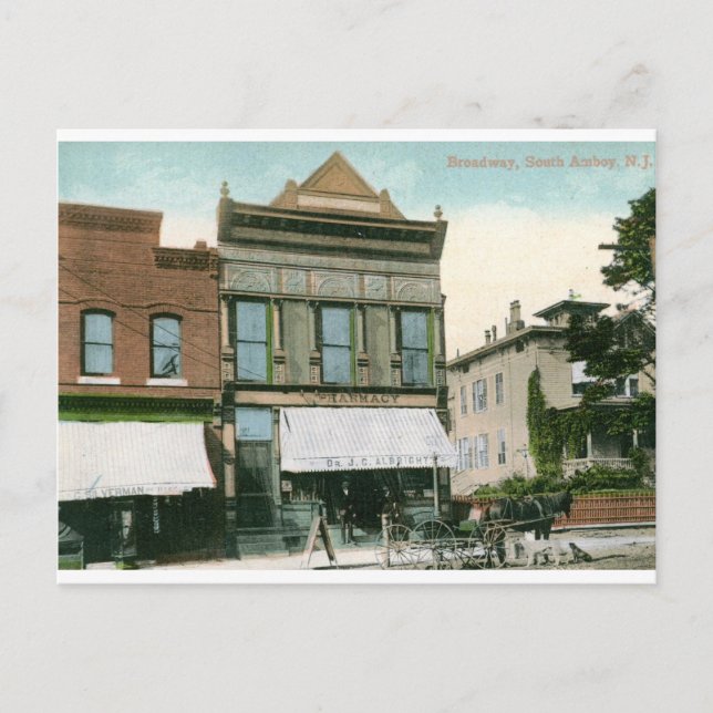 Broadway, South Amboy, NJ 1910 Vintag Postkarte (Vorderseite)
