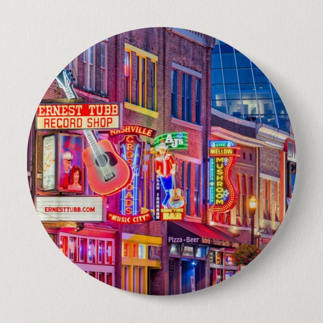 Broadway Street Downtown Nashville Tennessee Button (Vorderseite)