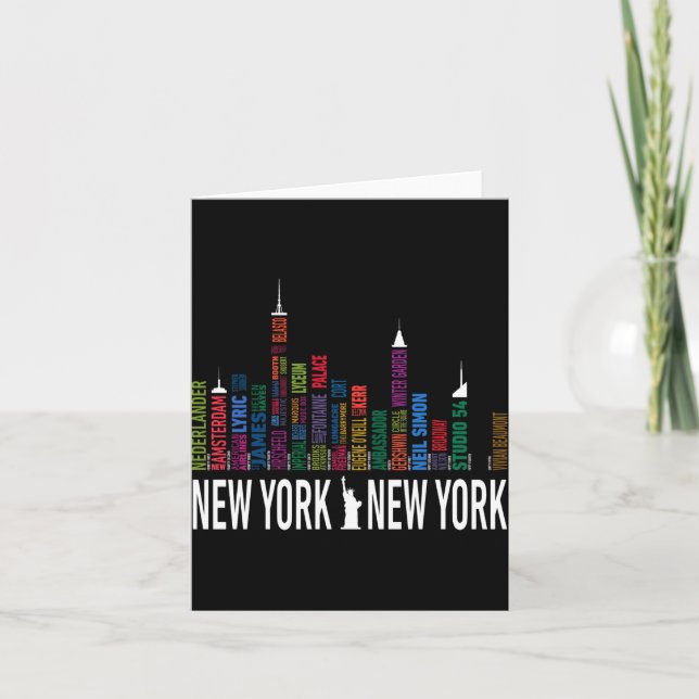 Broadway Theaters New York Skyline  Karte (Vorderseite)