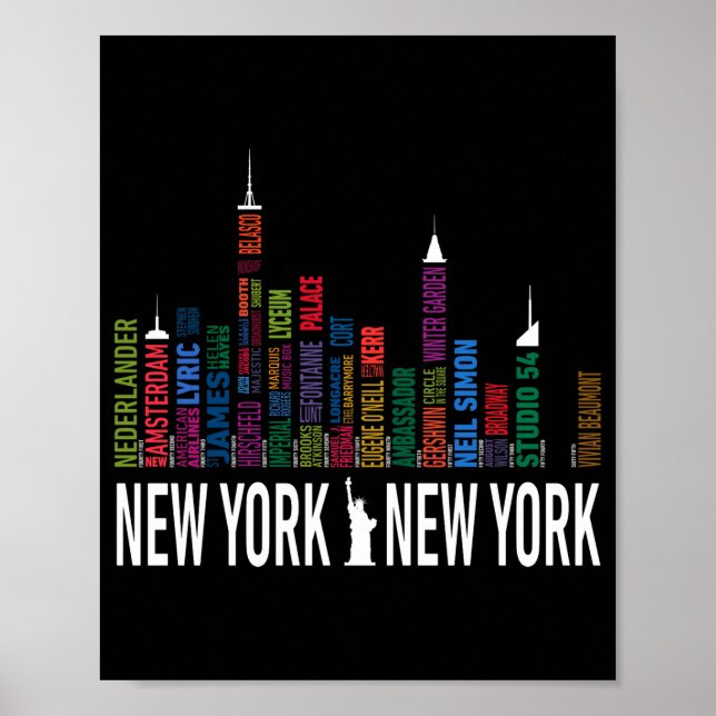 Broadway Theaters New York Skyline  Poster (Vorne)
