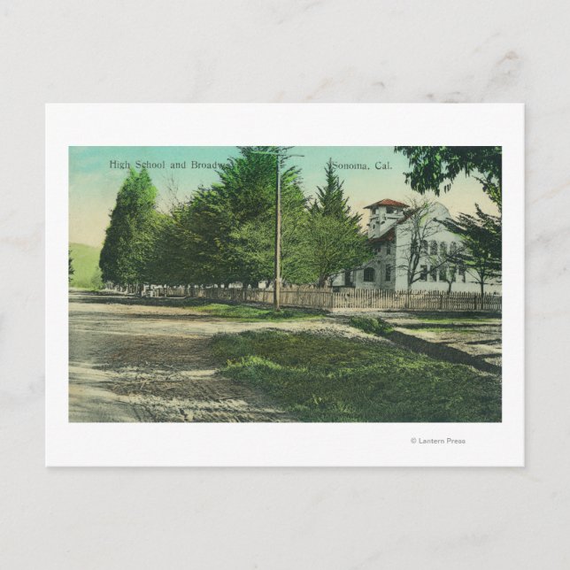 Broadway View of the Exterior of the High School Postkarte (Vorderseite)