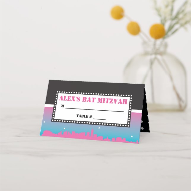 BROADWAY VIP Bar Bat Mitzvah Sitzungs-Escortkarte Platzkarte (Vorderseite)