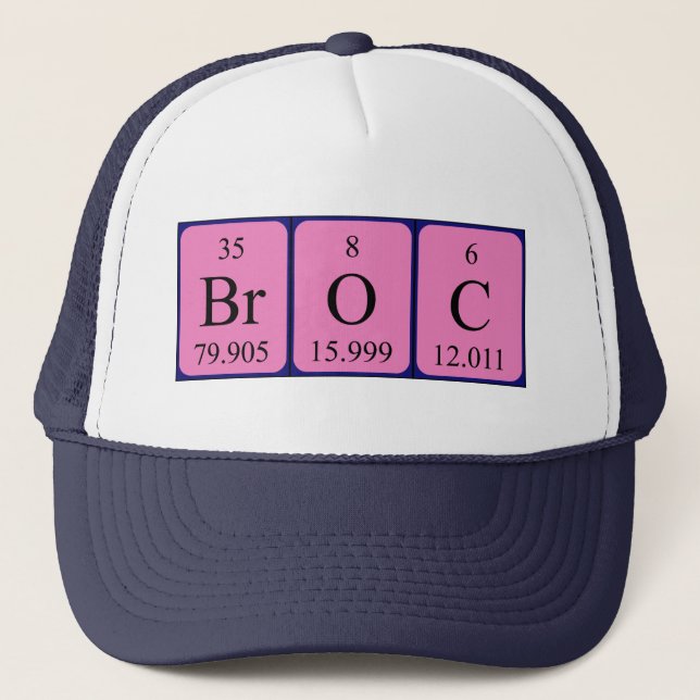 Broc periodic table name hat truckerkappe (Vorderseite)