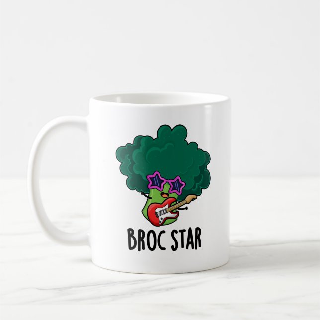 Broc Star Funny Brocolli Rock Star Pun Kaffeetasse (Links)