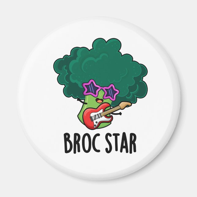 Broc Star Funny Brocolli Rock Star Pun Magnet (Vorne)