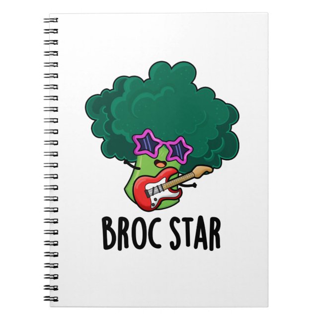 Broc Star Funny Brocolli Rock Star Pun Notizblock (Vorderseite)