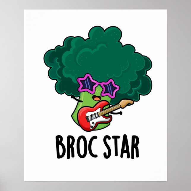 Broc Star Funny Brocolli Rock Star PUn Poster (Vorne)