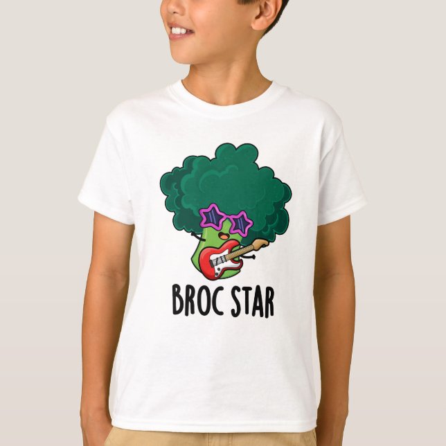 Broc Star Funny Brocolli Rock Star Pun T-Shirt (Vorderseite)