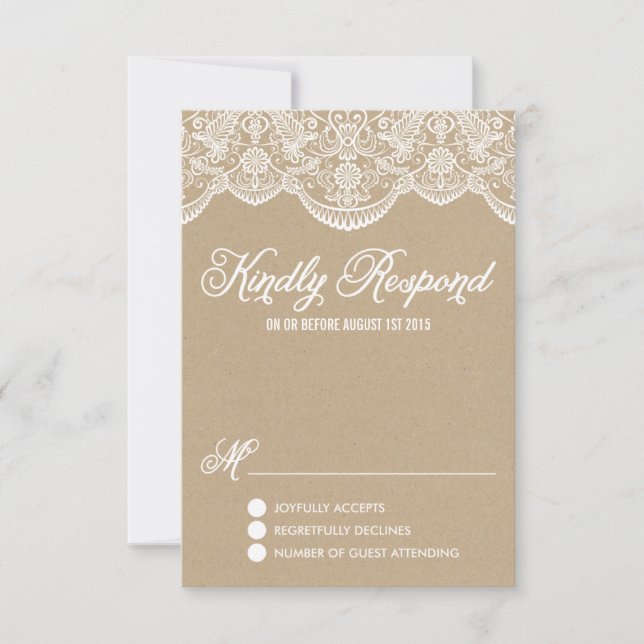 Brocade Lace Imitats Kraft Paper RSVP Card (Vorderseite)
