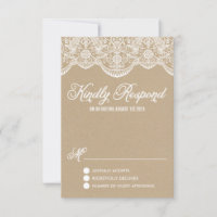 Brocade Lace Imitats Kraft Paper RSVP Card