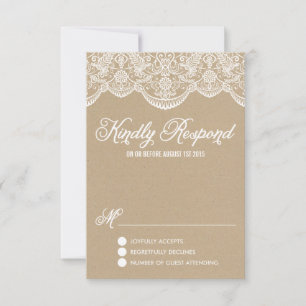 Brocade Lace Imitats Kraft Paper RSVP Card