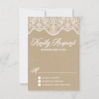 Brocade Lace Imitats Kraft Paper RSVP Card