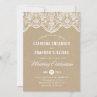 Brocade Lace Imitats Kraft Paper Wedding Einladung