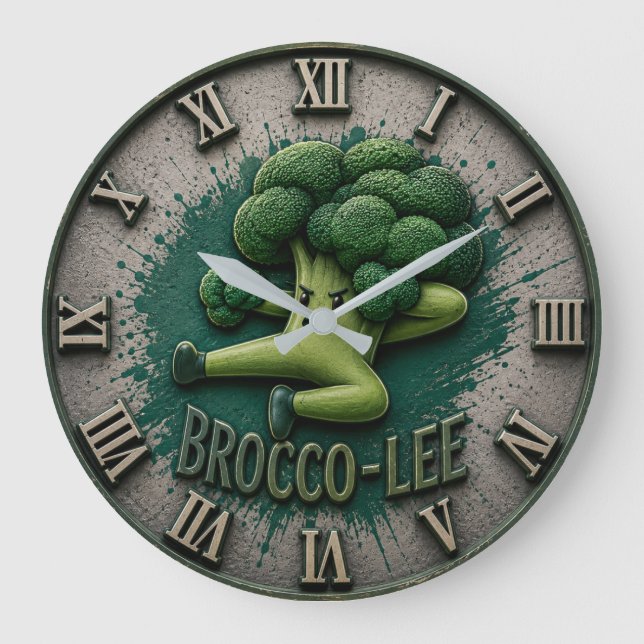 Brocco Life Funny Broccoli Cute Vegetable Kitchen  Große Wanduhr (Vorderseite)