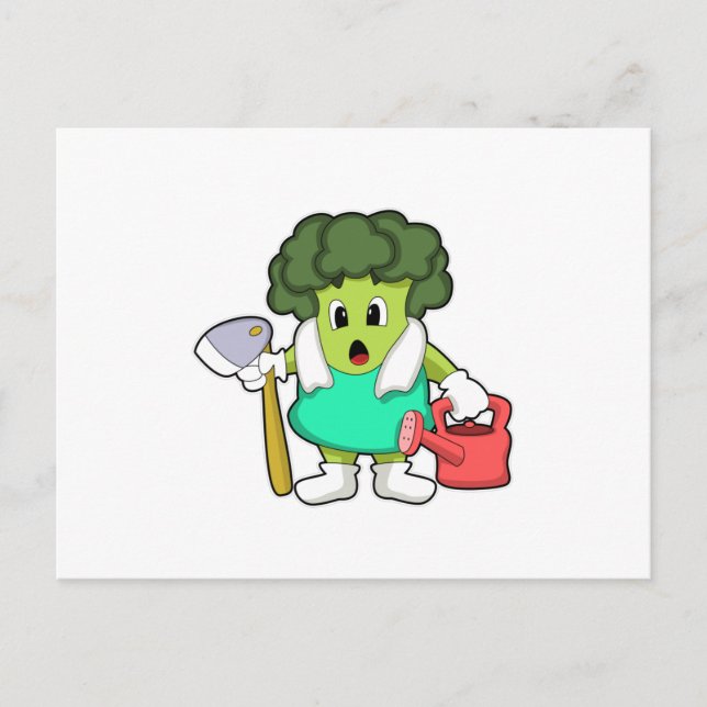 Broccoli als Bauer mit Wasserkocher Postkarte (Vorderseite)