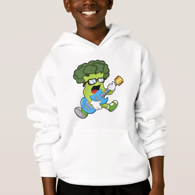 Broccoli als Musiker mit Gitarre Hoodie (Vorderseite)