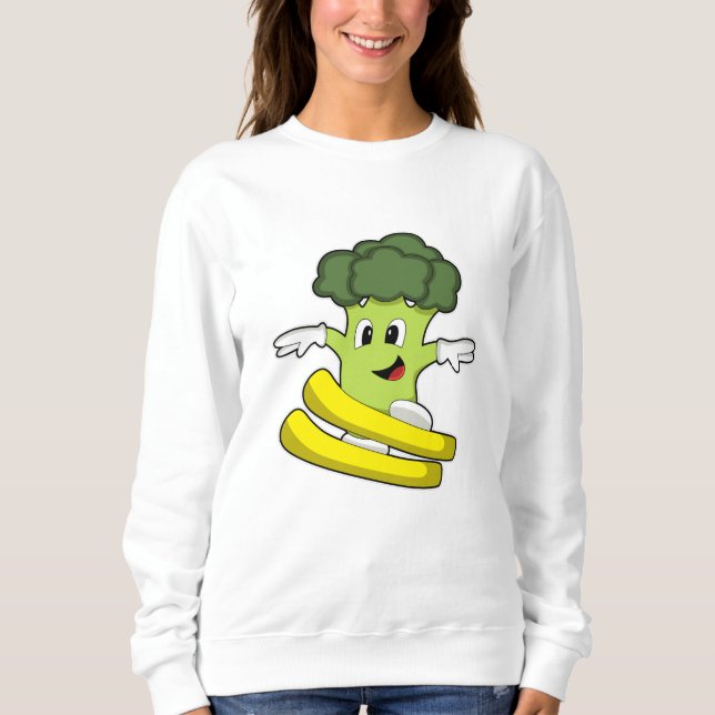 Broccoli als Skifahrer mit Ski Sweatshirt (Vorderseite)