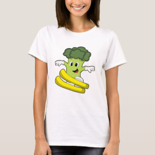 Broccoli als Skifahrer mit Ski T-Shirt