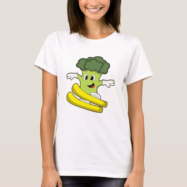 Broccoli als Skifahrer mit Ski T-Shirt (Vorderseite)