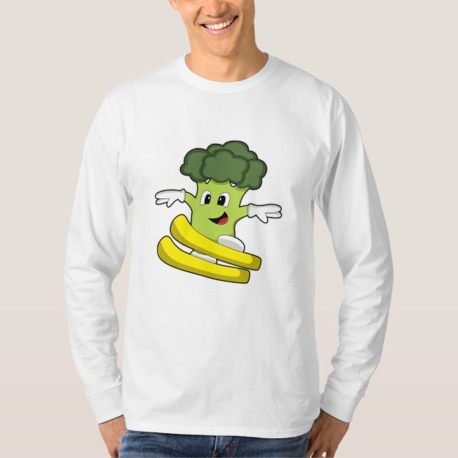 Broccoli als Skifahrer mit Ski T-Shirt (Vorderseite)