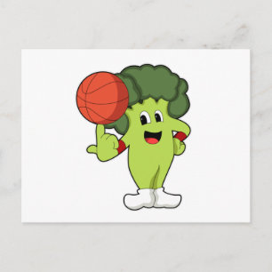Broccoli beim Basketballsport Postkarte