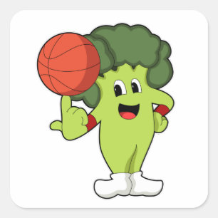 Broccoli beim Basketballsport Quadratischer Aufkleber