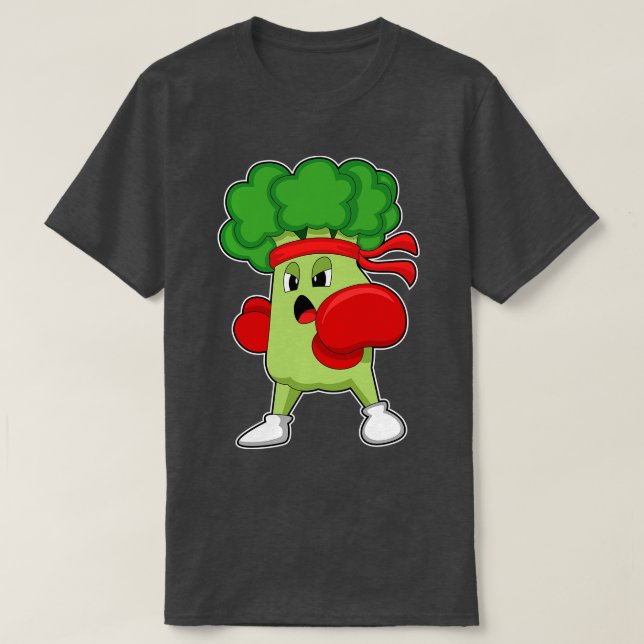 Broccoli beim Boxen mit Boxhandschuhen T-Shirt (Design vorne)