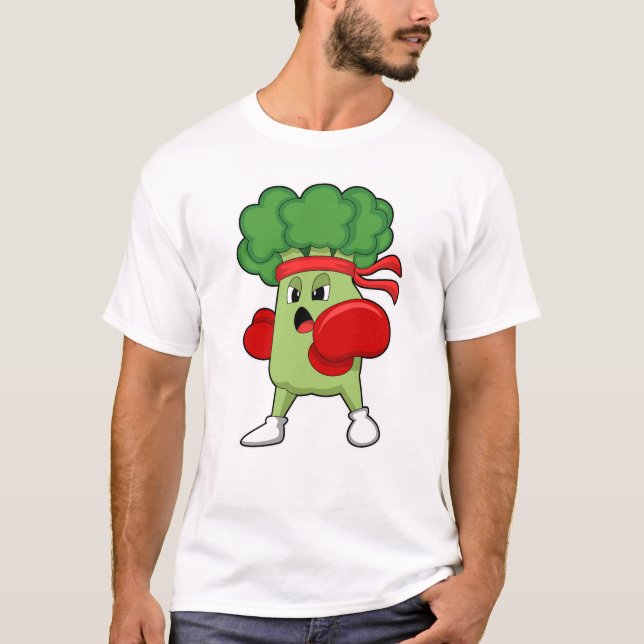 Broccoli beim Boxen mit Boxhandschuhen T-Shirt (Vorderseite)