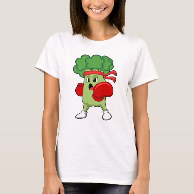 Broccoli beim Boxen mit Boxhandschuhen T-Shirt (Vorderseite)