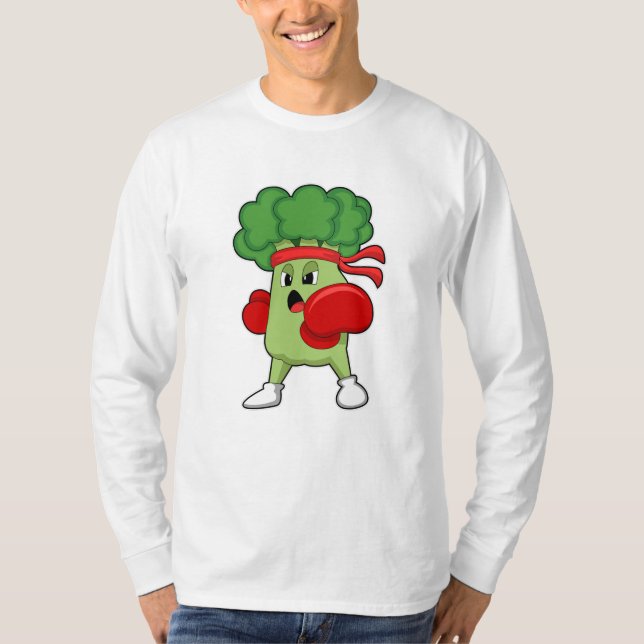 Broccoli beim Boxen mit Boxhandschuhen T-Shirt (Vorderseite)