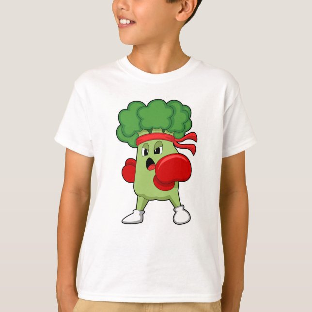 Broccoli beim Boxen mit Boxhandschuhen T-Shirt (Vorderseite)