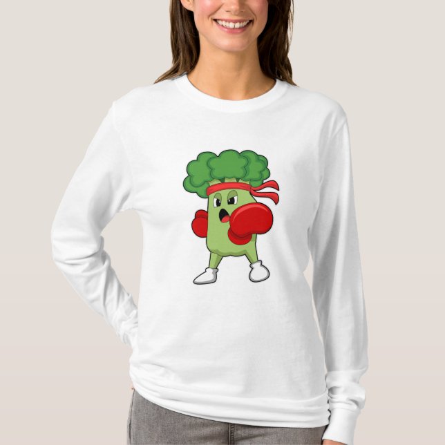 Broccoli beim Boxen mit Boxhandschuhen T-Shirt (Vorderseite)
