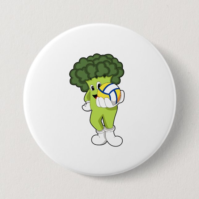 Broccoli beim Volleyball-Sport Button (Vorderseite)