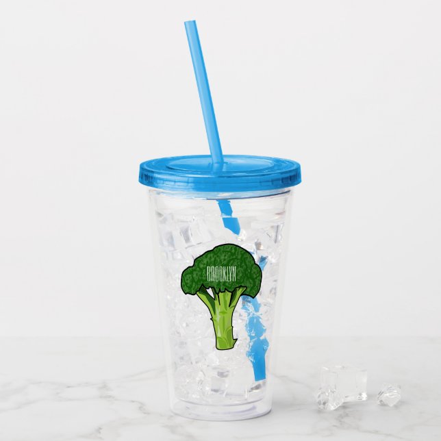 Broccoli Cartoon Illustration Acryltrinkbecher (Vorderseite Ice)