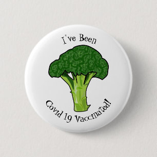 Broccoli Cartoon Illustration Button