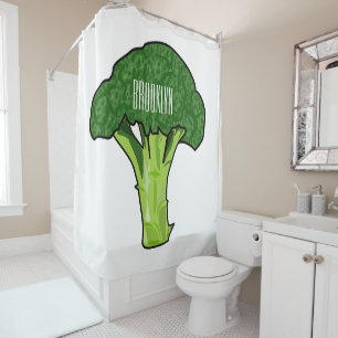 Broccoli Cartoon Illustration Duschvorhang