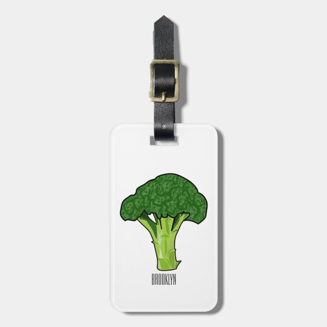 Broccoli Cartoon Illustration Gepäckanhänger (Vorderseite vertikal)