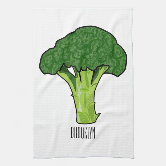 Broccoli Cartoon Illustration Geschirrtuch (Vertikal)