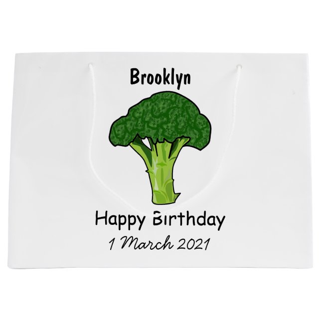 Broccoli Cartoon Illustration Große Geschenktüte (Vorderseite)
